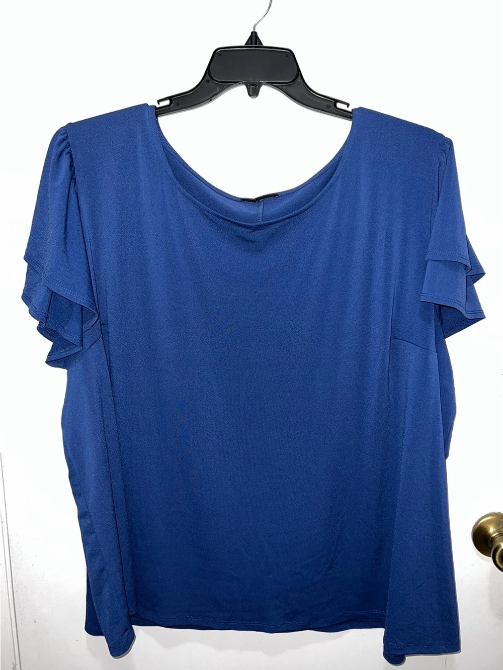 Women’s Blue Short Sleeve Ruffle Top